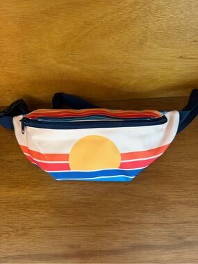 Sunrise Stripe Crossbody Belt Bag - Navy & Yellow